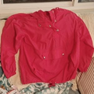 Vintage Sport Accent 80s 90s Hot Pink Petite M Hoodie Windbreaker Pullon Spring